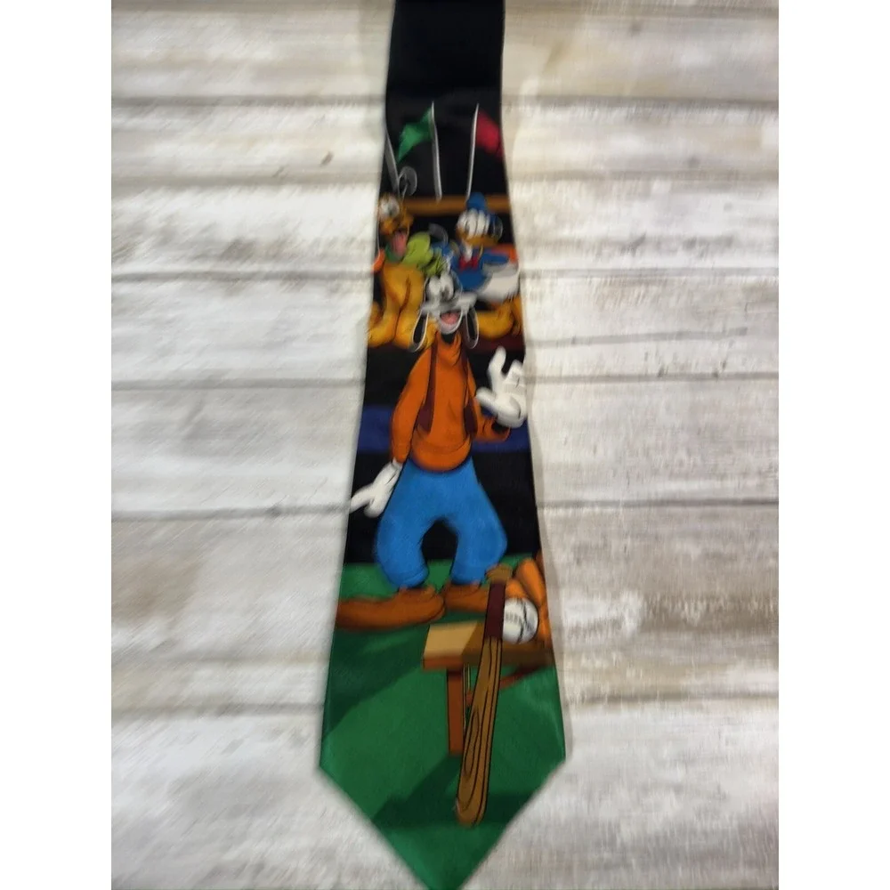 Mickey Unlimited Silk‎ Necktie Disney Baseball Goofy Donald Vintage Retro Tie